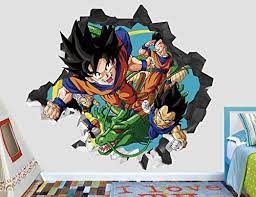 Dragon Ball Z Goku Wall Decal Smashed 3d Sticker Vinyl Decor Mural Kids Broken Wall 3d Designs Ah91 Large Wide 40 X 36 Height Dragon Ball Z Custom Wall Decals Dragon Ball