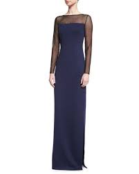 B3bpx St John Collection Shimmery Long Sleeve Evening Gown Ink Caviar Long Sleeve Evening Gowns Evening Gowns Gowns