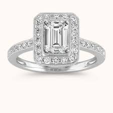 Vintage Emerald Halo Diamond Engagement Ring In 2020 Emerald Engagement Ring Diamond Engagement Rings Vintage Engagement Rings