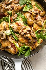 One of my favorite chicken and mushrooms recipes. Balsamic Chicken With Spinach And Mushrooms Nourish And Fete