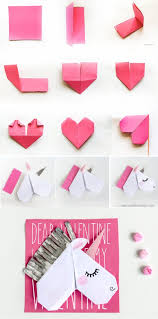 Unicorn Valentine S Day Cards And Unicorn Bookmarks Unicorn Valentine Valentines Diy Diy Origami