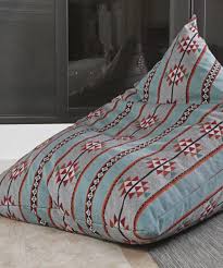 Removable covers with safety zippers: Large Boho Bean Bag Blue