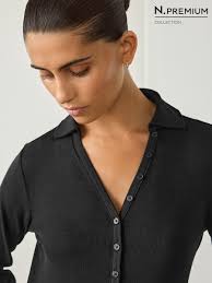 Clearance Polo Shirts Black Long Sleeve Collared Tops