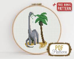 Dinosaur Cross Stitch Pattern Funny Palm Animal Dino Grey Etsy In 2020 Cross Stitch Patterns Cross Stitch Stitch Patterns