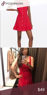 Zara Button Up Red Dress Ladies Mini Dresses Red Dress Mini Dress