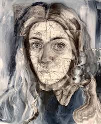 Not Here, Here" My most recent original finger painting explores escapism  and dissociation in my own experience.