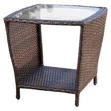 White adirondack resin outdoor side table. Weston Wicker With Glass Top Patio Side Table Multi Brown Christopher Knight Home Target
