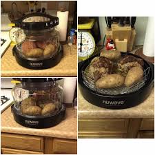 It takes about 20 minutes total. Nuwave Oven Meatloaf And Baked Potatoes Use Your Favorite Meatloaf Recipe Form A Loaf And Ad Nuwave Oven Recipes Convection Oven Cooking Halogen Oven Recipes