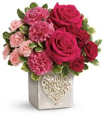 Pink carnations pink hydrangea pink tulips pink flowers pink geranium pastel house everything pink summer garden spring colors. Telefora S Swirling Heart Bouquet In Pittsfield Il Flowers N More