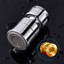 We have the following faucet, which is missing an aerator. Samodra Kitchen Sink Faucet Aerator Solid Brass Faucet Aerator 45 Big Angle Adjustable 2 Spray Function Soft Bubble Stream Strong Sprayer Faucet Tap Aerator Replacement Chrome Female Thread Kitchen Fixtures Tools Home
