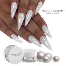 White Chrome Powder Matte Pigment Pearl Nail Pigment Art Crystal Shiny Dust In 2021 Chrome Nail Powder Pearl Nails White Chrome Nails