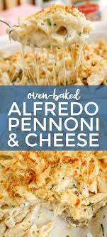 This Oven Baked Alfredo Pennoni And Cheese Made With Ricotta Cheese And Fresh Basil Leaves Is Ligh Baked Pasta Dishes Pasta Recipes Alfredo Baked Pasta Recipes