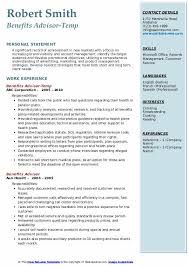 The most compelling benefits are the ones that provide an emotional or financial return. Benefits Advisor Resume Samples Qwikresume