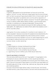 Function of law in malaysia in furtherance of the protection and promotion of human rights in malaysia, the functions of the law shall be (a) to. Doc Discuss The Legal System And The Sources Of Law In Malaysia Sara Atikah Academia Edu