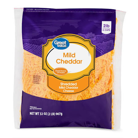 Great Value Mild Cheddar Shredded Cheese, 32 oz Bag - Walmart.com