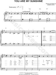 The style of the score is folk. Jimmie Davis You Are My Sunshine Sheet Music Easy Piano In G Major Transposable Download Print Sku Mn0125781
