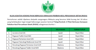 Jobs at lembaga pemasaran pertanian persekutuan; Permohonan Jawatan Kosong Di Pihak Berkuasa Kemajuan Pekebun Kecil Perusahaan Getah Risda Kelayakan Diploma Ijazah