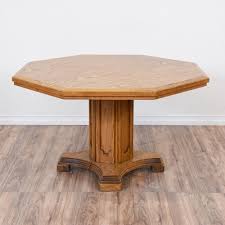 Octagonal dining room table mikerann. This Octagon Pedestal Table Is Featured In A Solid Wood With A Glossy Honey Oak Finish This Dining Table Is I Dining Table Pedestal Dining Table Octagon Table