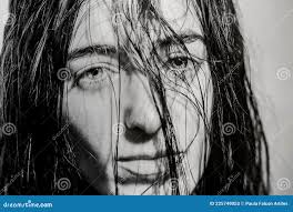Portrait of White Woman with Wet Hair Stock Image