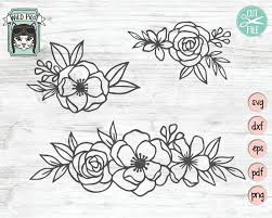 Download Flower Svg Files Floral Svg Files Flower Cut File Flower Border Flower Corner Flower Flourish Bundle Floral Floral Cut File Wedding
