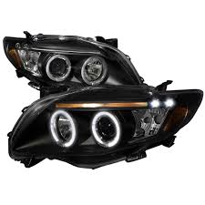 Select the toyota corolla year: 2009 2010 Toyota Corolla Dual Halo Projector Headlights Matte Black Housing Clear Lens Spec D Tuning