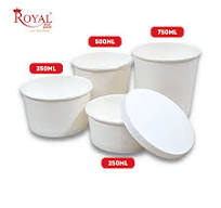 750 ML Round Food Containers Tub With Lids I Disposable & Biodegradable  Paper I White Color I Food Storage Tub, Take Away Box