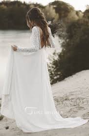 Simple V Neck A Line Long Sleeves Wedding Dress With Lace June Bridals Backless Lace Wedding Dress Backless Bridal Gowns Beach Wedding Dresses Backless