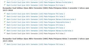Maybe you would like to learn more about one of these? Download Bank Soal Uas Sd Kelas 1 6 Semester 1 Dan 2 Tahun 2015 2016 Lengkap Operator Sekolah