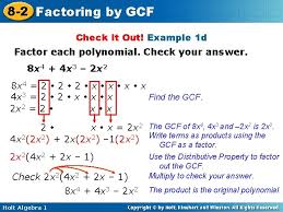 Find the greatest common factor of 8a^3b^2 and 12ab^4. 8 2 Factoringby By Gcf Warm Up Lesson