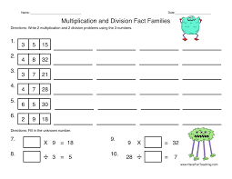 Multiplication Division Fact Families Worksheet Division Fact Families Multiplication And Division Multiplication And Division Worksheets