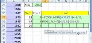 how to create an array for a stem and leaf chart in excel