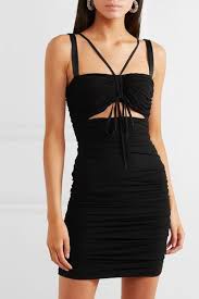 Black Cutout Ruched Stretch Jersey Mini Dress Dolce Gabbana Mini Dress Trendy Cocktail Dresses Mini Dress Runway