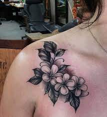 Plumerias Tribal Flower Tattoos Shoulder Tattoos For Women Men Flower Tattoo