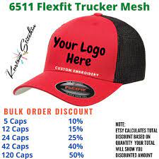6511 Flexfit Trucker Mesh One Size Fits All Customized Etsy Embroidery Companies Tajima Embroidery Machine Embroidery Services