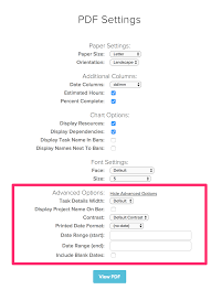 pdf options and customizations