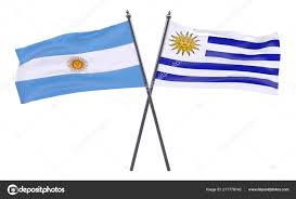 2 consta de nueve franjas horizontales de igual tamaño, cuatro azules y cinco. Banderas Argentina Uruguay