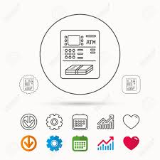 Atm Icon Automatic Cash Withdrawal Sign Calendar Graph Chart