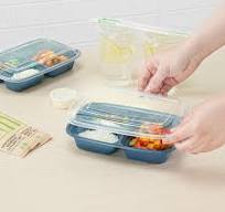 Asporto 26 oz Midnight Blue Plastic 3 Compartment Food Container - with  Clear Lid, Microwavable - 8 3/4" x 6" x 1 3/4" - 100 count box