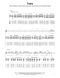 Toes by Zac Brown Band Sheet Music for Guitar Tab (Single Guitar) at Sheet  Music Direct