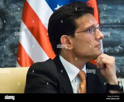 Jerusalem, Israel. 13th Aug, 2013. ERIC CANTOR, U.S. Republican Congressman  and House Majority Leader, listens to an address by Pres. Peres to a  delegation of twenty-six visiting Republican Congressmen at the Presidents'
