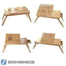 Bamboo Portable Folding Notebook Computer Pc Laptop Table Bed Desk Stand Proyek Kayu Kreatif Kayu