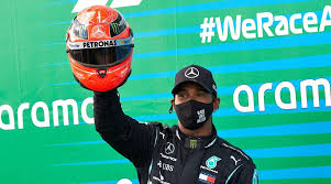 Lewis hamilton failing to achieve this feat in russia has finally managed to do it in germany; Records Are There To Be Broken Hamilton Presented With Schumacher S Helmet Sports News The Indian Express