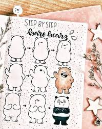 These are much easier to draw than the normal we bare bears.and the easy instructions for drawing these three bears. Step By Step Bare Bears Bare Bears Cartoon Step Bullet Journal Art Bullet Journal Doodles Journal Doodles