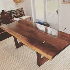 8ftx3 5ft Black Walnut Live Edge Dining Table With Two Black Walnut Bases 2 3 Inch Thick Slab Oil Or Re Living Table Live Edge Table Live Edge Dining Table