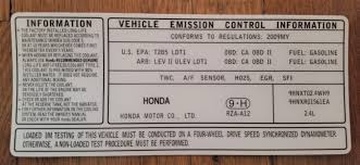 Vehicle Emission Control Information Emissions Honda Obd