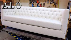 Jennifer taylor home la rosa collection chesterfield style diamond tufted velvet upholstered living room sofa with rolled back, wooden legs and nailhead trim, opal gray. Diy How To Upholster A Modern Tufted Style Sofa Furniture Diy Alo Upholstery Youtube