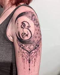 Animal Geometric Monkey Moon Tattoo On Arm Left Arm Tattoos Tattoos Monkey Tattoo Ideas