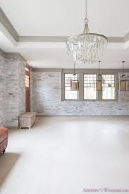 Maybe you would like to learn more about one of these? Basement Whitewashed Brick Limewash Walls Hardwood Shaw Flooring Floor Dorian Gray Sherwin Williams Alabaster Lantern Crystal Chandelier 21 Of 22 Addison S Wonderland