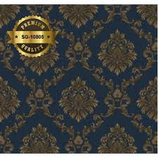 Wallpaper Dinding Timbul Wallpaper Vynil Wallpaper Motif Batik Biru Dongker Shopee Indonesia