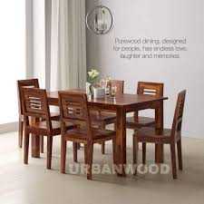 A traditional dining table set inspired by the farmhouse antique furniture look. Urbanwood Sheesham Wood Wooden Dining Set 6 Seater Dining Table With 6 Chairs Home Dining Room Furniture Teak Finish Amazon In Furniture